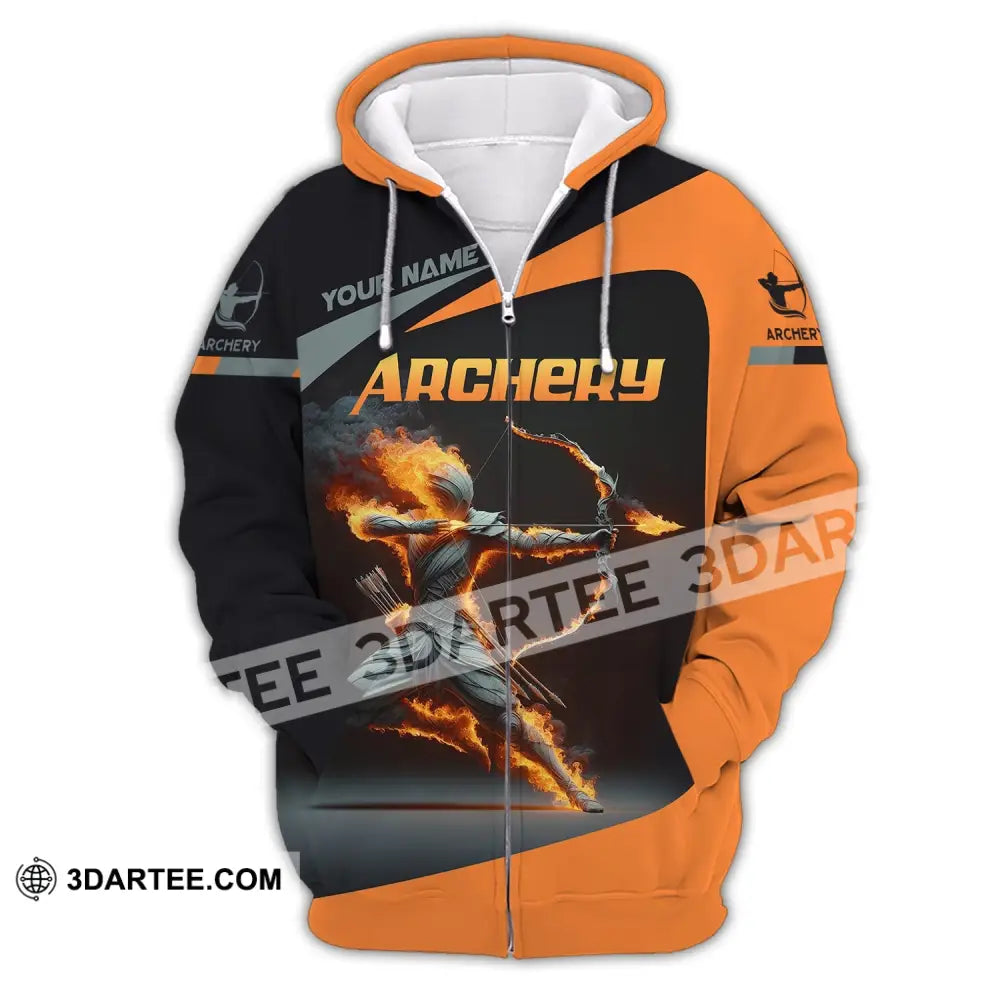 Unisex Shirt Custom Name Archery Polo Long Sleeve Love T-Shirt Zipper Hoodie / S T-Shirt