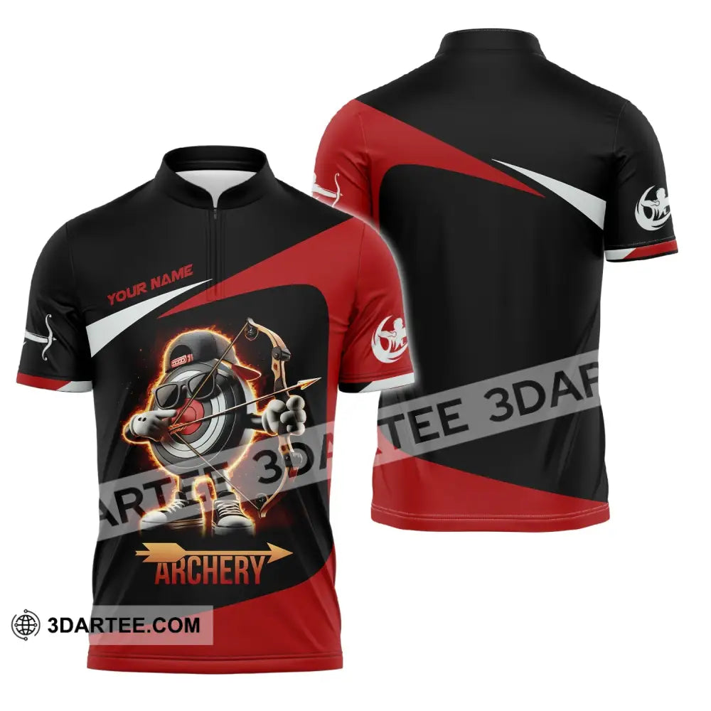 Unisex Shirt Custom Name Archery Polo Long Sleeve Love T-Shirt Zipper / S T-Shirt