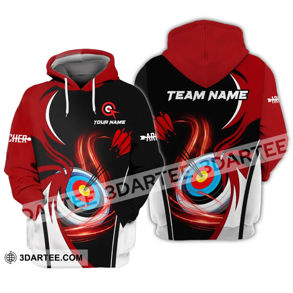 Unisex Shirt - Custom Name Archery Sport Red Wave Hoodie / S T-Shirt