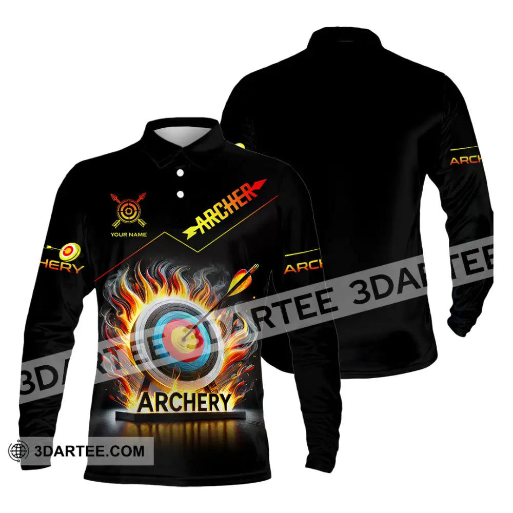 Unisex Shirt Custom Name Archery T-Shirt Archer Hoodie Long Sleeve Gift For Lovers Polo / S T-Shirt