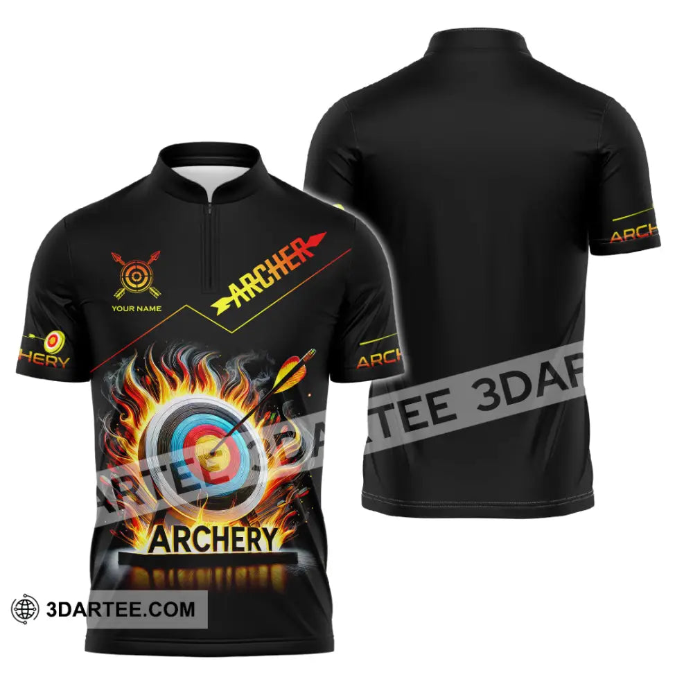 Unisex Shirt Custom Name Archery T-Shirt Archer Hoodie Long Sleeve Gift For Lovers Zipper Polo / S