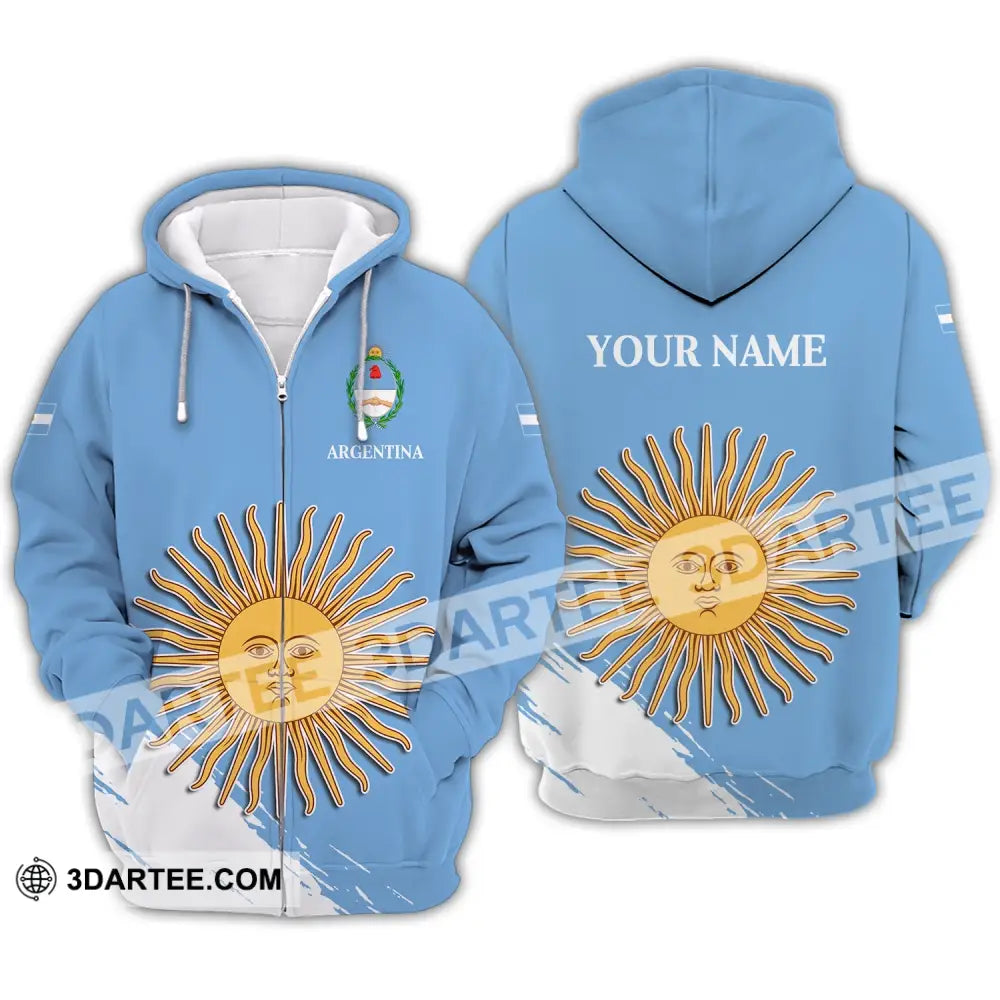 Unisex Shirt - Custom Name Argentina Football Fifa World Cup Champions Zipper Hoodie / S T-Shirt