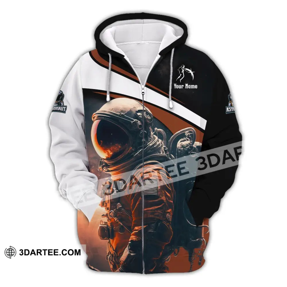 Unisex Shirt Custom Name Astronaut T-Shirt Spaceman Zipper Hoodie / S