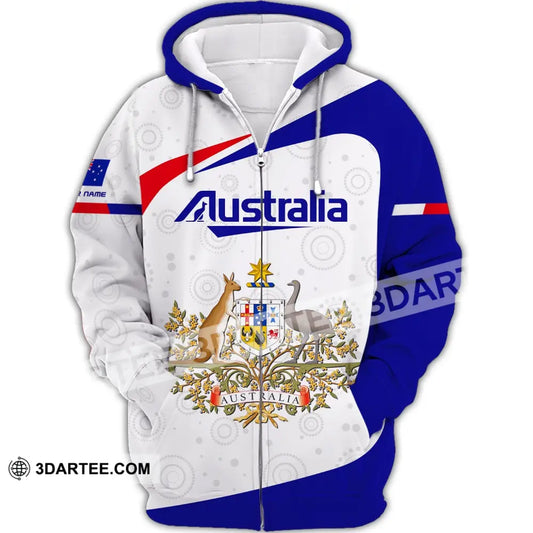 Unisex Shirt Custom Name Australia Hoodie Commonwealth Of T-Shirt Zipper / S