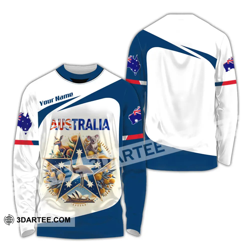 Unisex Shirt Custom Name Australia Lover Polo Long Sleeve Gift / S T-Shirt