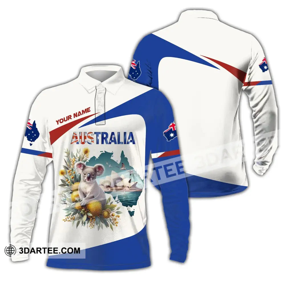 Unisex Shirt Custom Name Australia Polo Long Sleeve Australian Gift / S T-Shirt