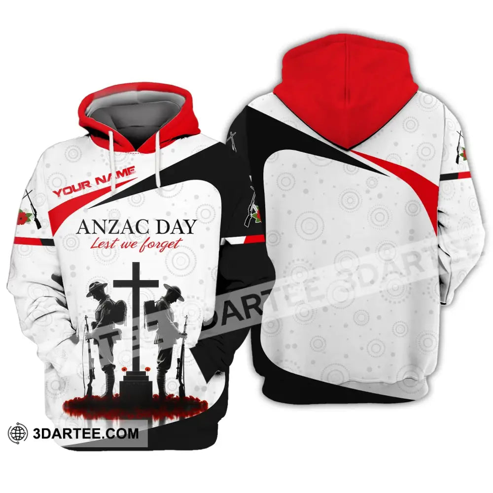 Unisex Shirt Custom Name Australia T-Shirt Anzac Day Remembrance Hoodie / S