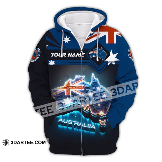 Unisex Shirt Custom Name Australia T-Shirt Proud To Be Australian Zipper Hoodie / S