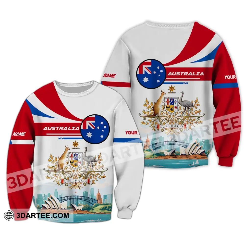 Unisex Shirt Custom Name Australia T-Shirt Sydney Harbour Bridge Long Sleeve / S