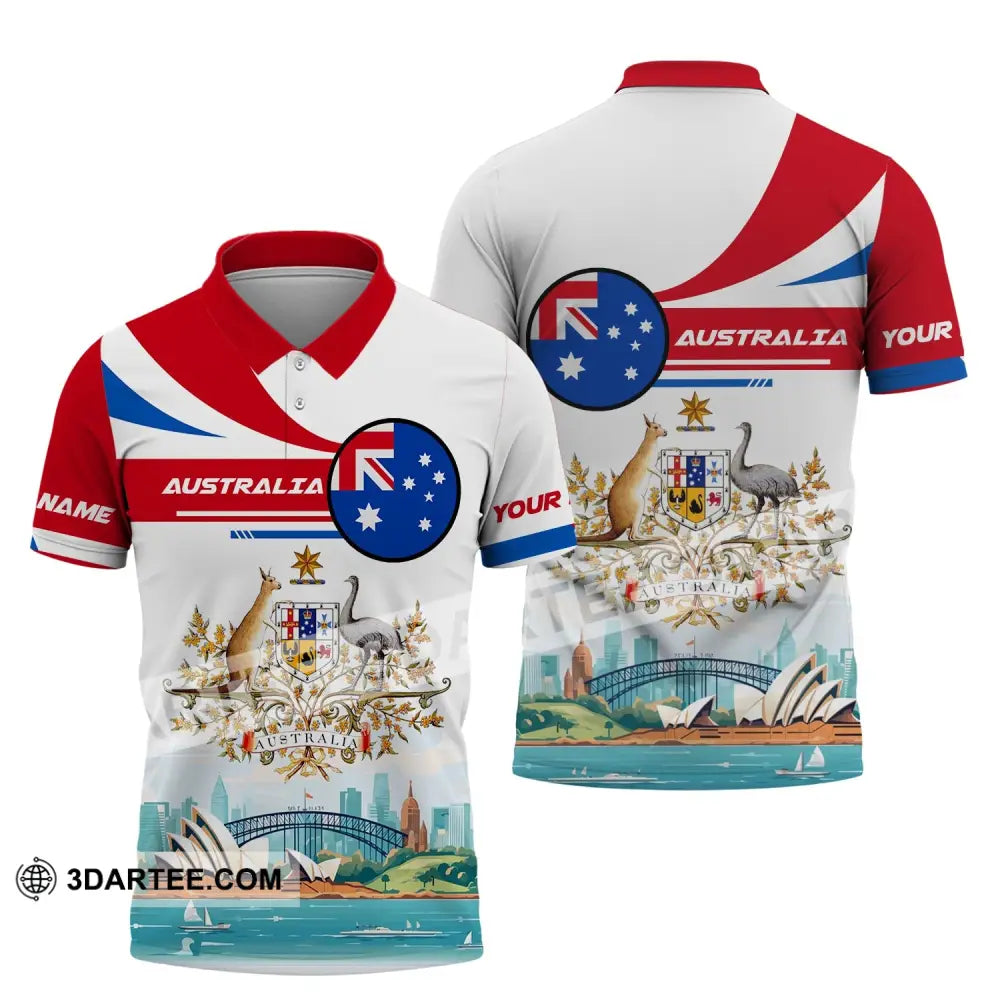 Unisex Shirt Custom Name Australia T-Shirt Sydney Harbour Bridge Polo / S