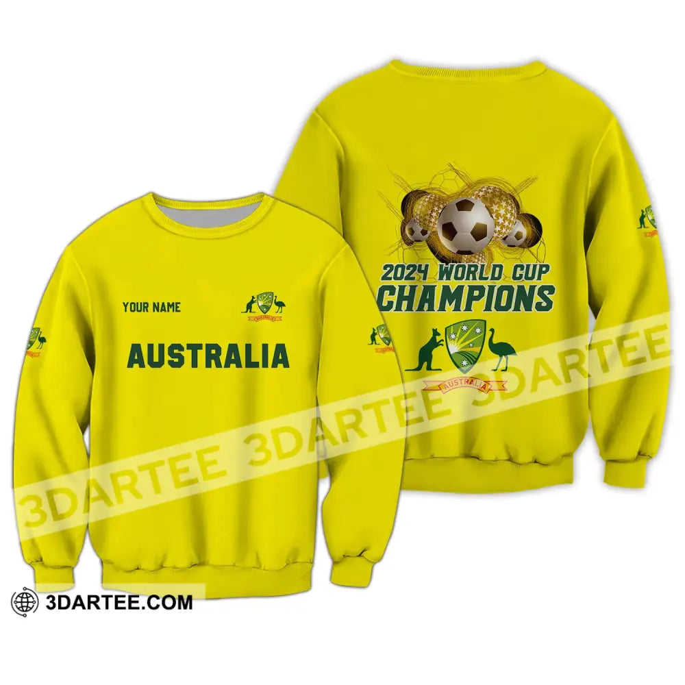 Unisex Shirt - Custom Name Australian Cricket Team Champions Icc World Cup Long Sleeve / S T-Shirt