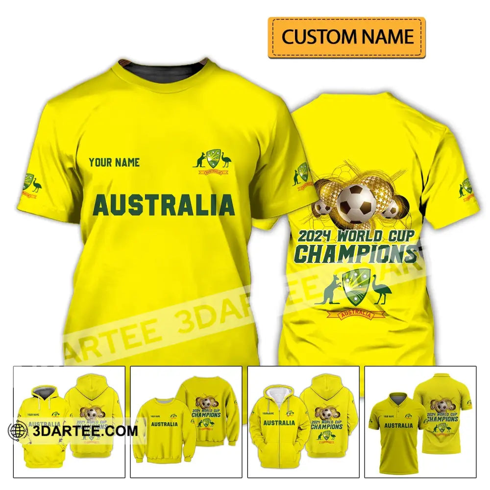 Unisex Shirt - Custom Name Australian Cricket Team Champions Icc World Cup T-Shirt