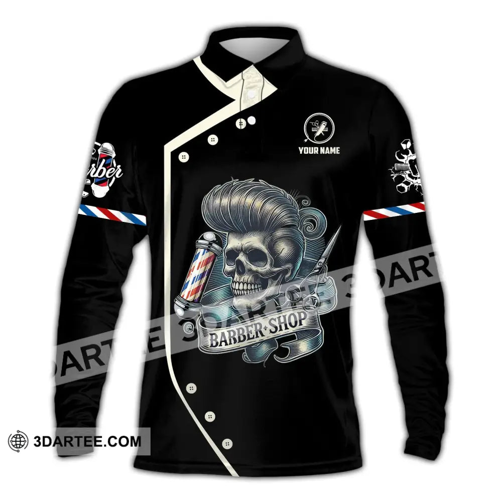 Unisex Shirt Custom Name Baber Polo Long Sleeve Shop Uniform / S T-Shirt