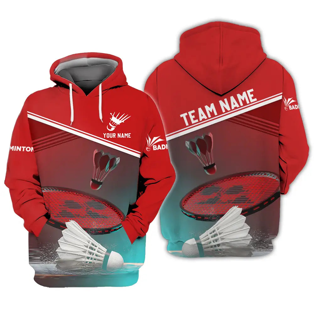 Unisex Shirt - Custom Name Badminton Hoodie / S T-Shirt