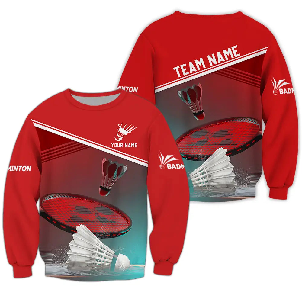 Unisex Shirt - Custom Name Badminton Long Sleeve / S T-Shirt