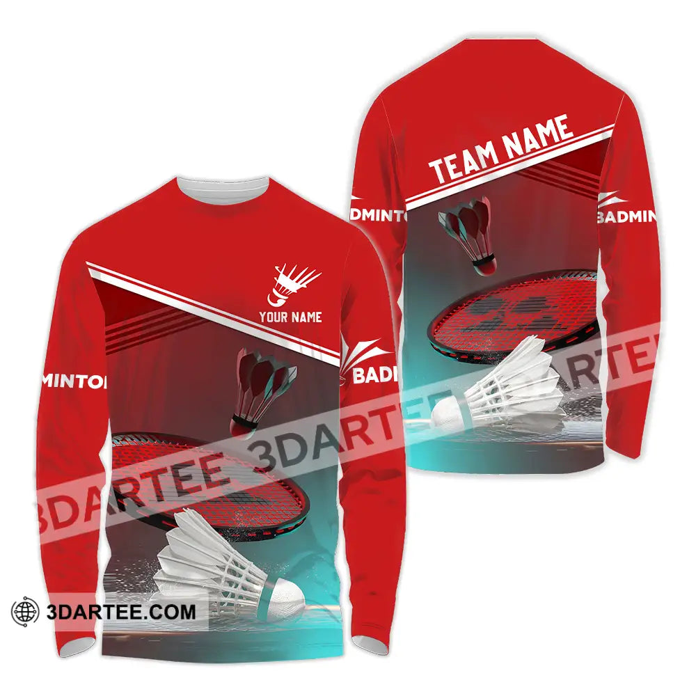 Unisex Shirt - Custom Name Badminton Long Sleeve / S T-Shirt