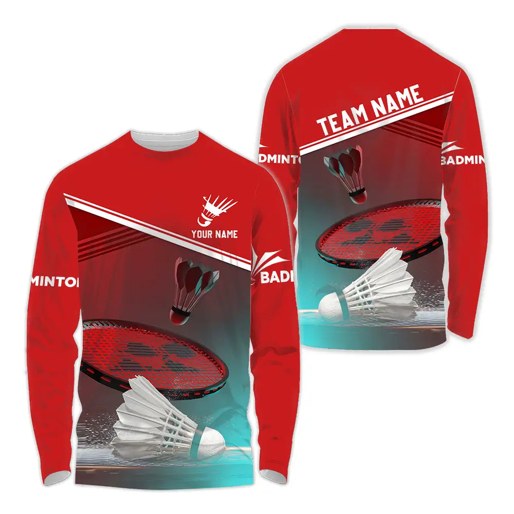 Unisex Shirt - Custom Name Badminton Long Sleeve / S T-Shirt