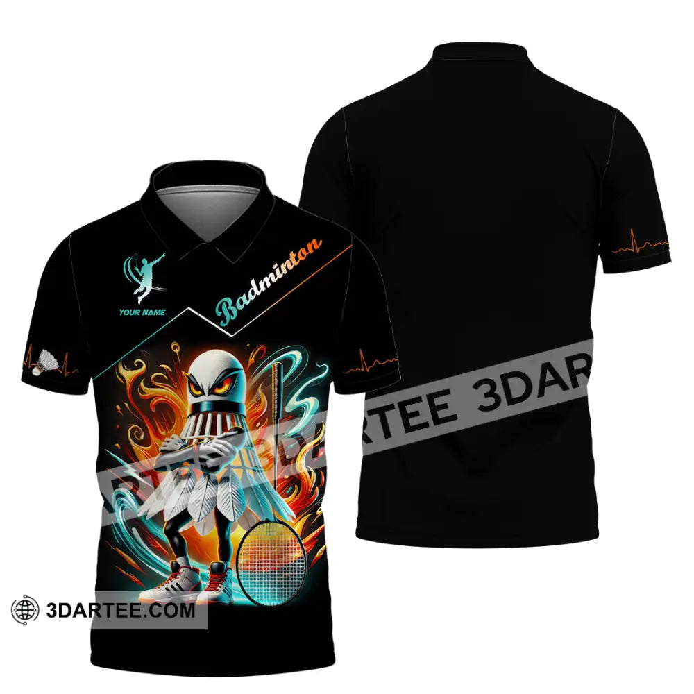 Unisex Shirt Custom Name Badminton Lover Gift Polo / S T-Shirt