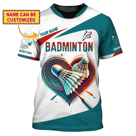 Unisex Shirt Custom Name Badminton T-Shirt For Club Gift Players T-Shirt