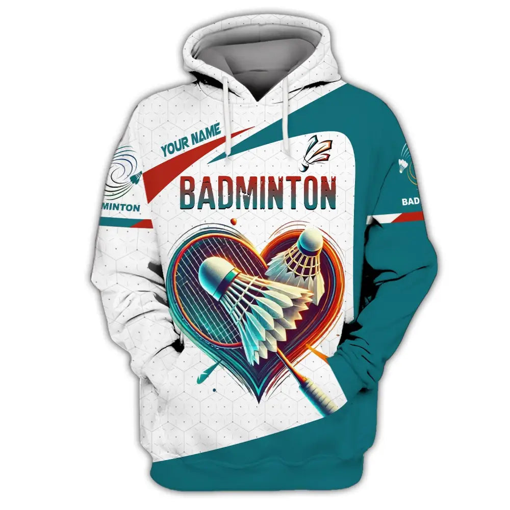 Unisex Shirt Custom Name Badminton T-Shirt For Club Gift Players Hoodie / S T-Shirt