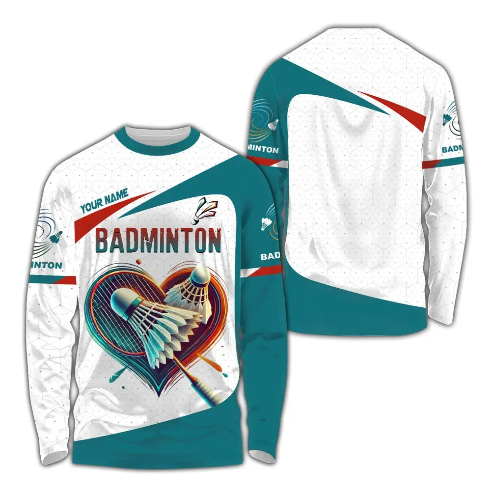 Unisex Shirt Custom Name Badminton T-Shirt For Club Gift Players Long Sleeve / S T-Shirt