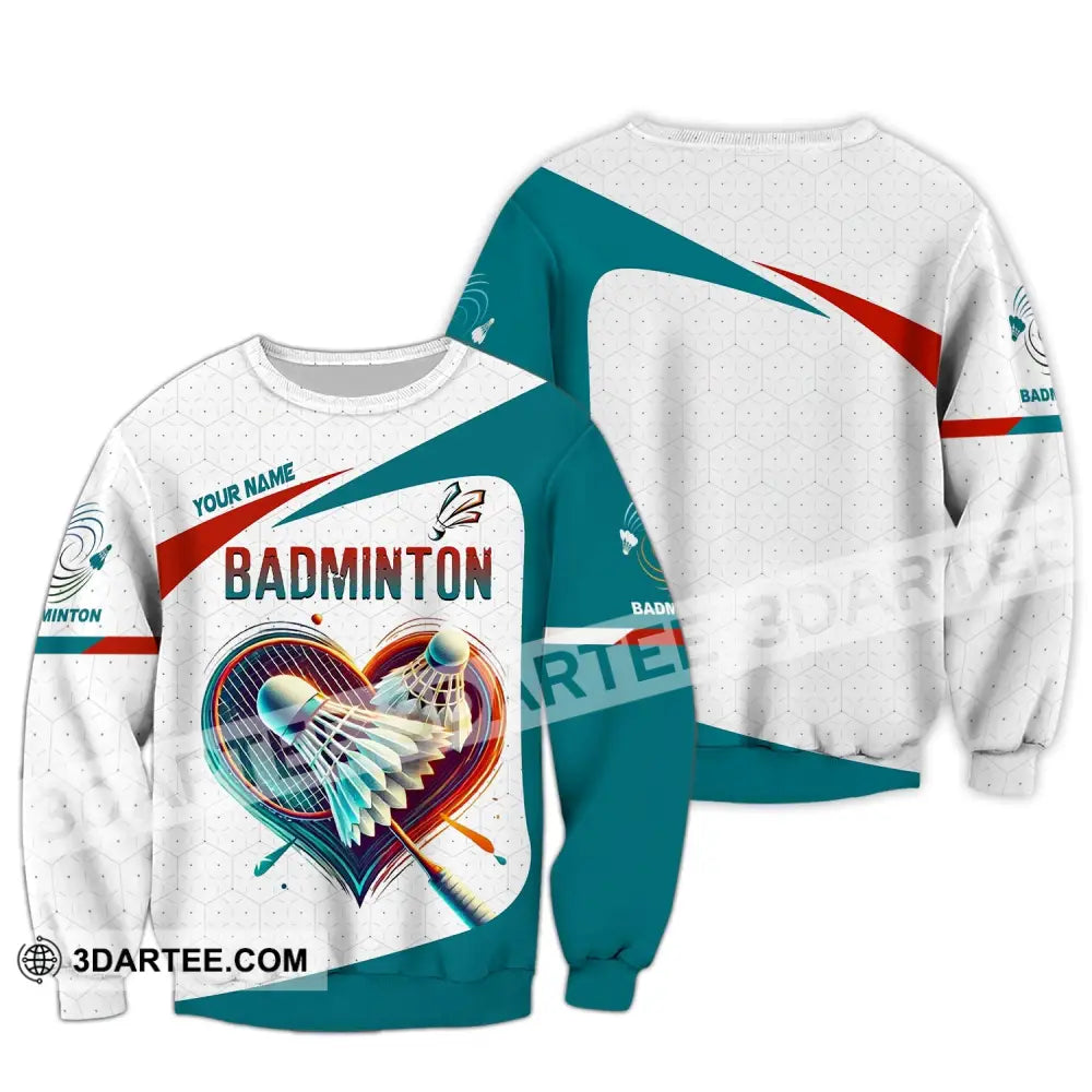 Unisex Shirt Custom Name Badminton T-Shirt For Club Gift Players Long Sleeve / S T-Shirt