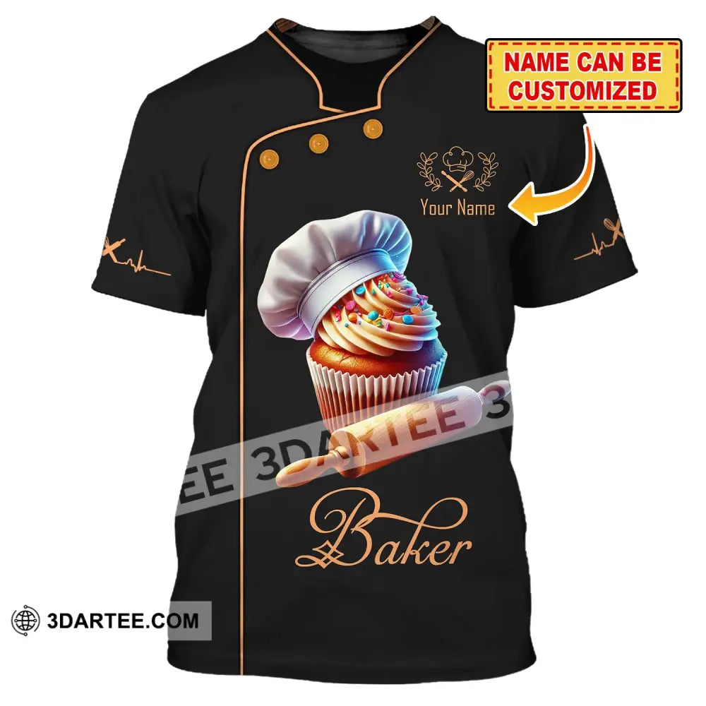 Unisex Shirt Custom Name Baker Bakery Chef Polo Long Sleeve Shop T-Shirt