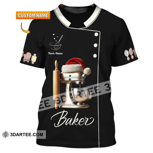 Unisex Shirt Custom Name Baker Bakery Shop T-Shirt Chef Polo Long Sleeve T-Shirt