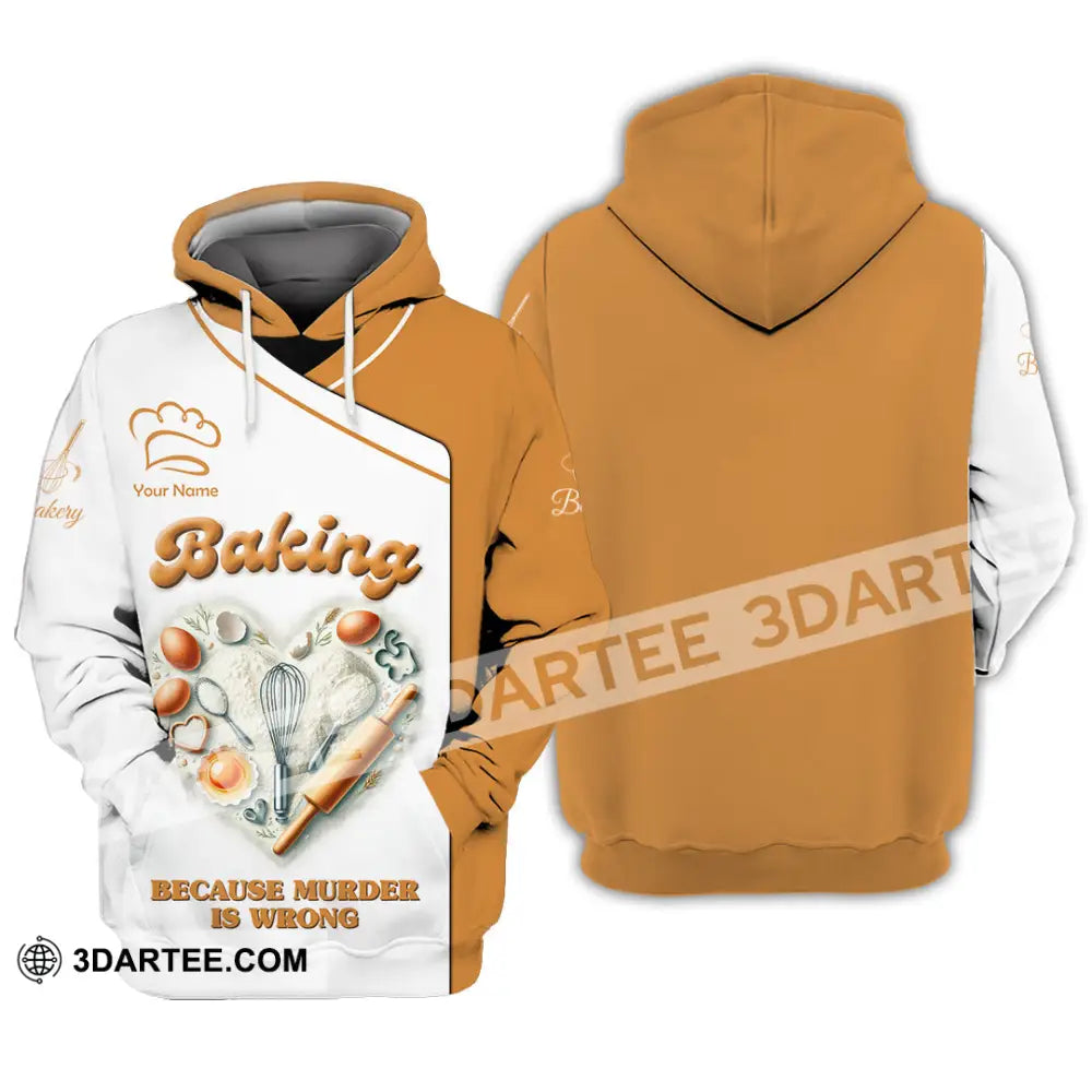 Unisex Shirt Custom Name Baker Bakery Shop T-Shirt Chef Polo Long Sleeve Hoodie / S T-Shirt