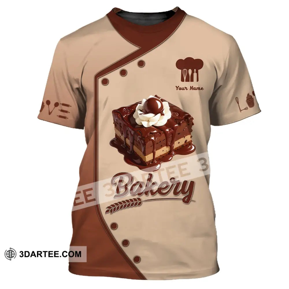 Unisex Shirt Custom Name Baker Bakery Shop T-Shirt Chef Polo Long Sleeve / S