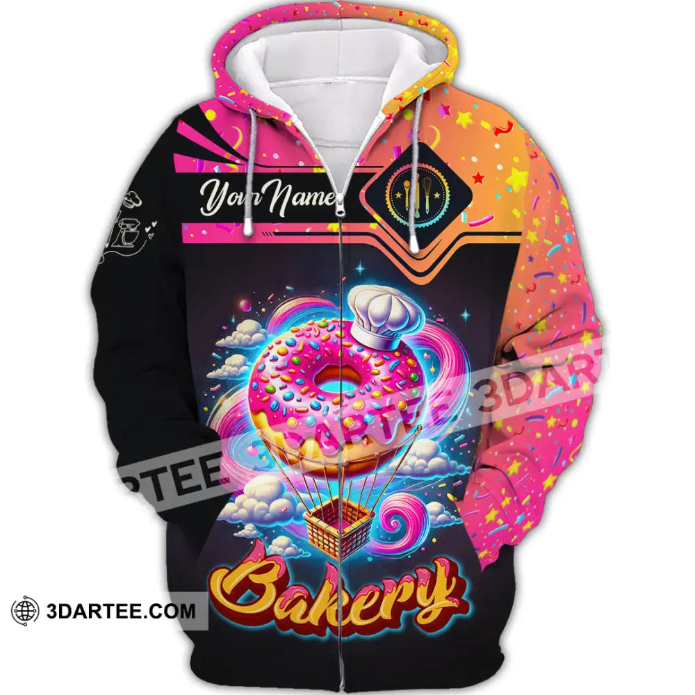 Unisex Shirt Custom Name Baker Bakery Shop T-Shirt Chef Polo Long Sleeve Zipper Hoodie / S T-Shirt