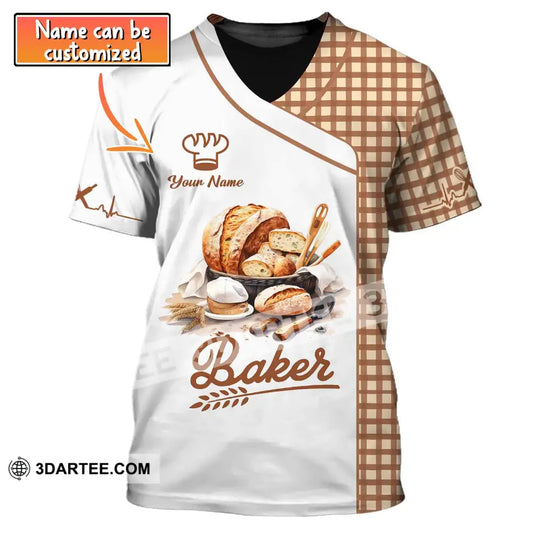 Unisex Shirt Custom Name Baker Bakery Uniform Chef Baking Lovers Gift T-Shirt