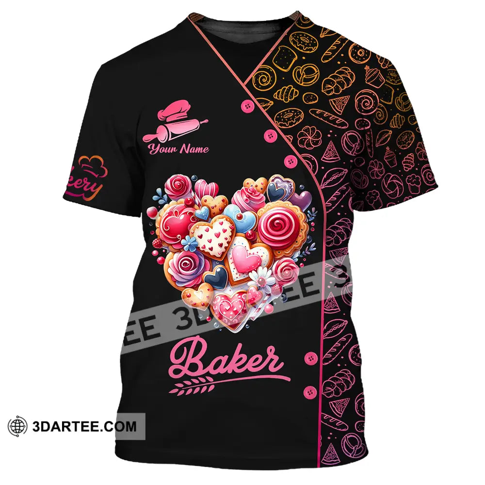 Unisex Shirt - Custom Name Baker Sweet Heart T-Shirt / S T-Shirt