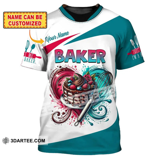 Unisex Shirt Custom Name Baker T-Shirt For Bakery Shop Uniform Gift Baking Lover T-Shirt