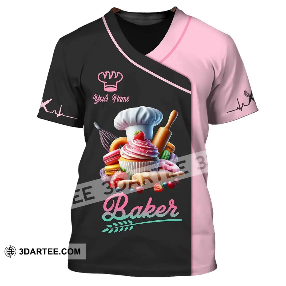 Unisex Shirt Custom Name Baker T-Shirt For Bakery Shop Uniform Gift Baking Lover / S T-Shirt