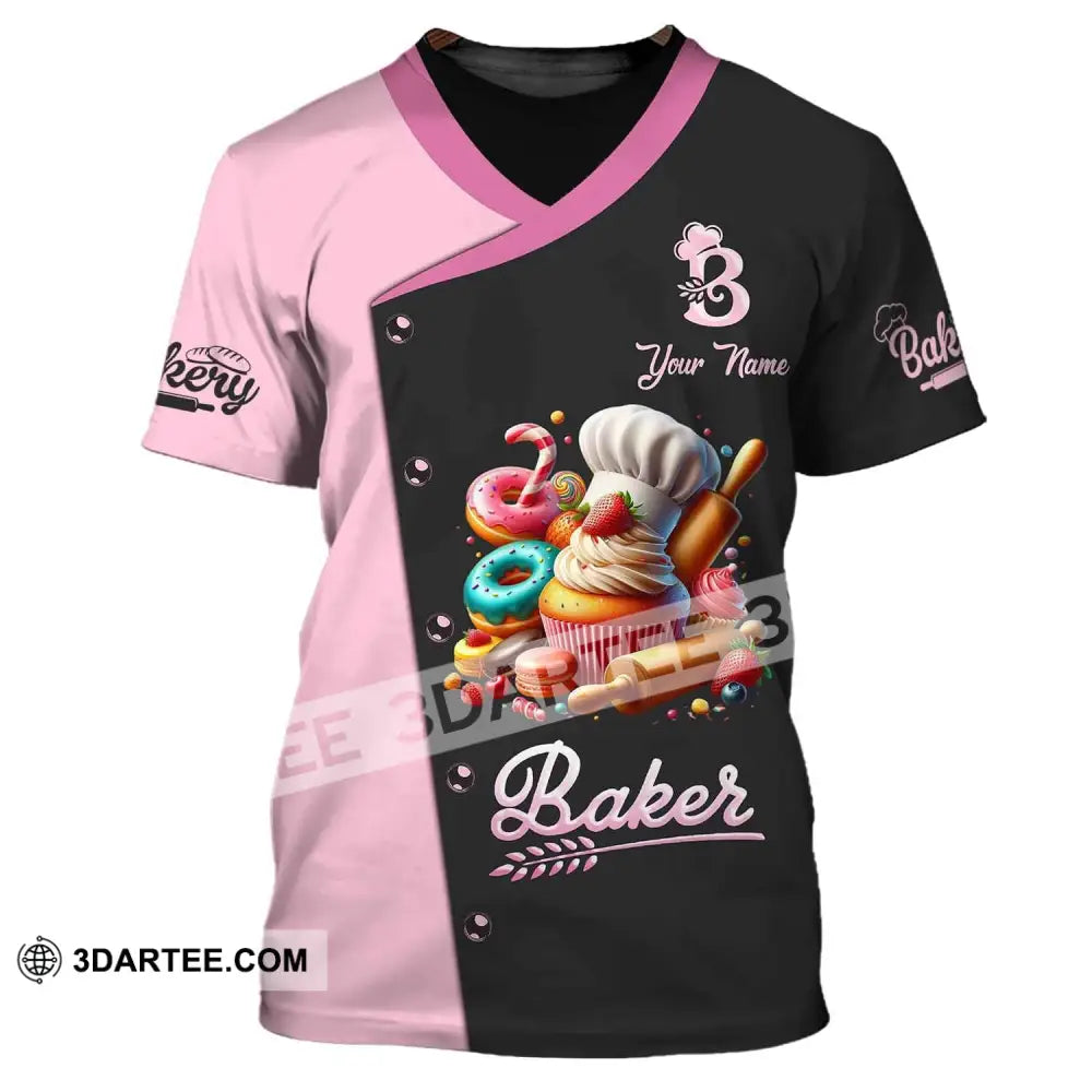 Unisex Shirt Custom Name Baker T-Shirt For Bakery Shop Uniform Gift Baking Lover / S T-Shirt