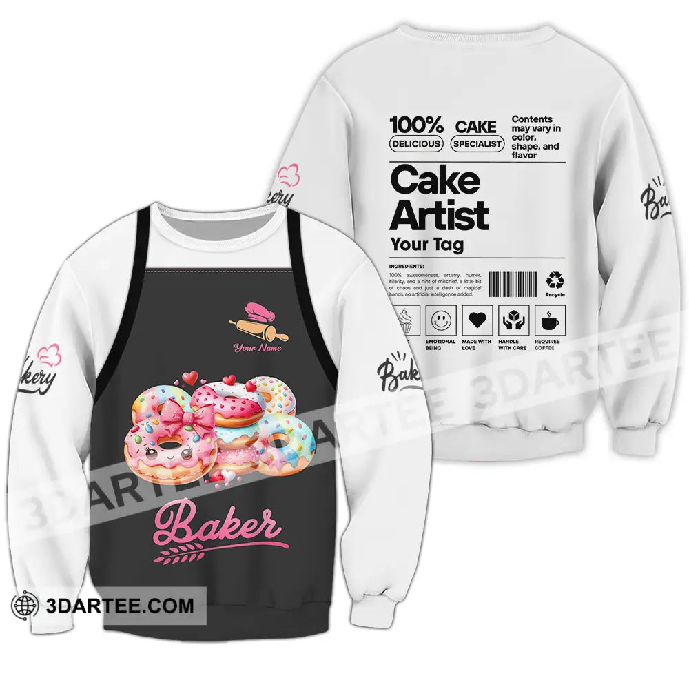 Unisex Shirt - Custom Name Bakery Cake Artist Long Sleeve / S T-Shirt