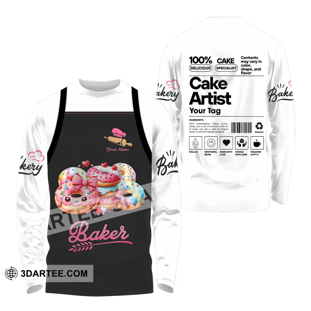 Unisex Shirt - Custom Name Bakery Cake Artist Long Sleeve / S T-Shirt