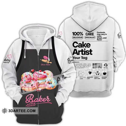 Unisex Shirt - Custom Name Bakery Cake Artist Zipper Hoodie / S T-Shirt