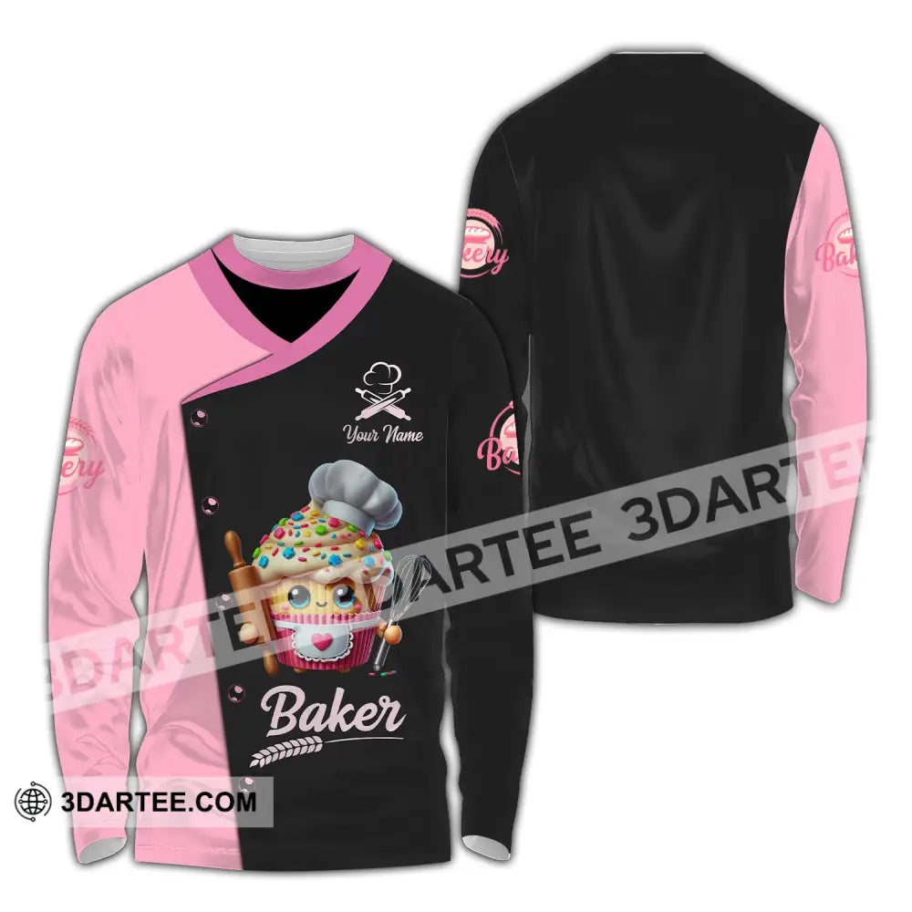 Unisex Shirt Custom Name Bakery Chef Shop T-Shirt Bakers Gift Long Sleeve / S T-Shirt