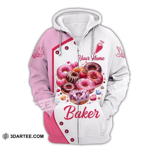 Unisex Shirt Custom Name Bakery Love Apparel Chef Polo Long Sleeve Shop T-Shirt Zipper Hoodie / S