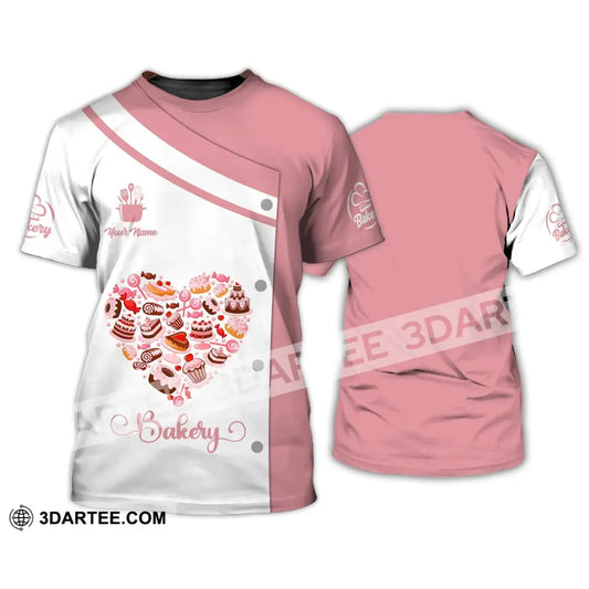 Unisex Shirt - Custom Name Bakery Pink Heart T-Shirt / S T-Shirt