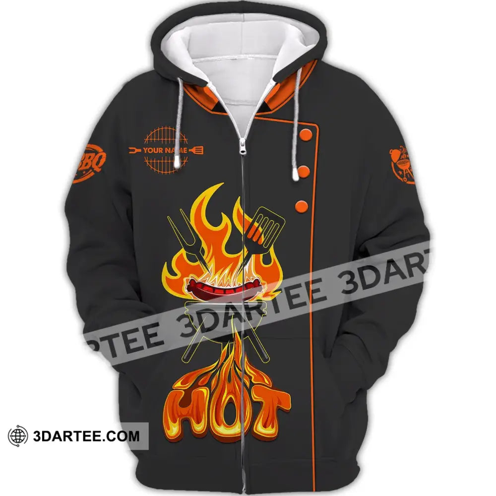 Unisex Shirt Custom Name Barbecue Hoodie Chef Gift Zipper / S T-Shirt