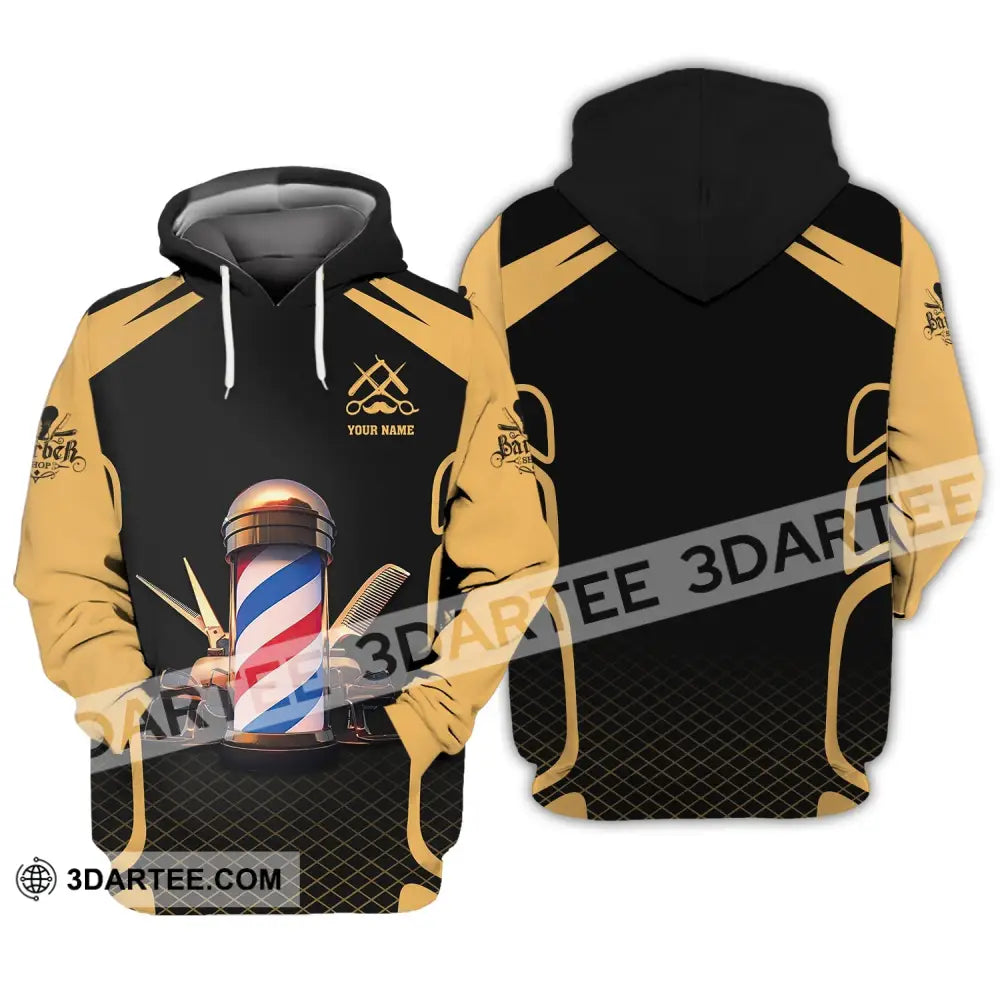 Unisex Shirt Custom Name Barber T-Shirt Hairstylist Apparel For Shop Hoodie / S