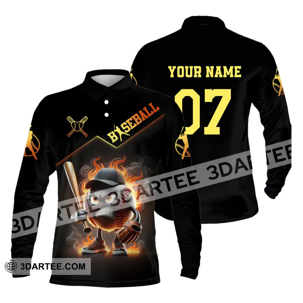 Unisex Shirt Custom Name Baseball Polo Long Sleeve Gift / S T-Shirt