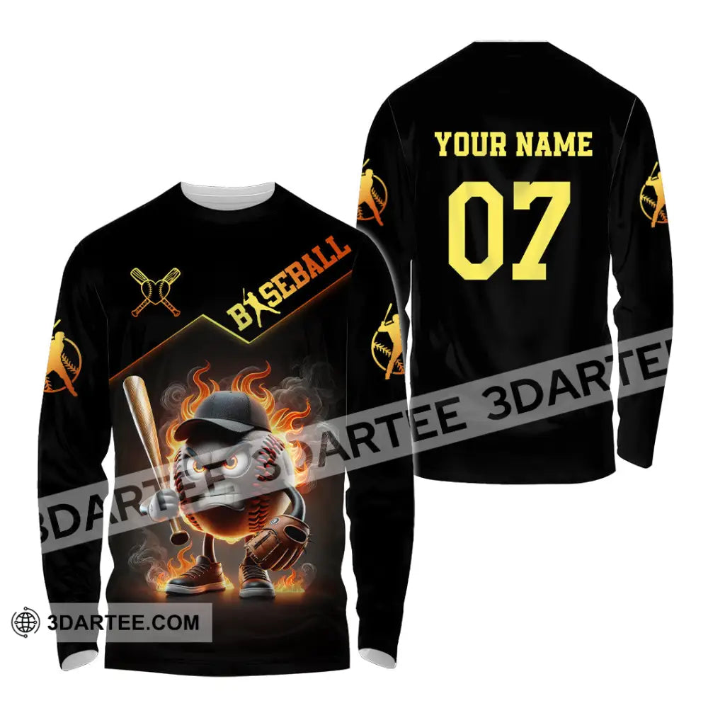 Unisex Shirt Custom Name Baseball Polo Long Sleeve Gift / S T-Shirt