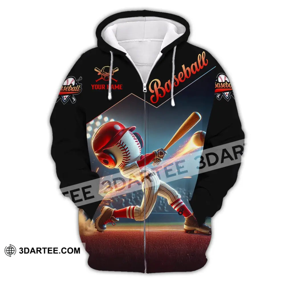 Unisex Shirt - Custom Name Baseball Zipper Hoodie / S T-Shirt