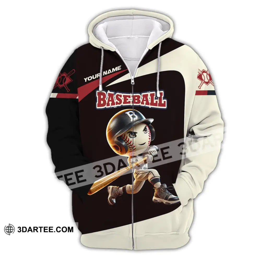 Unisex Shirt - Custom Name Baseball Zipper Hoodie / S T-Shirt