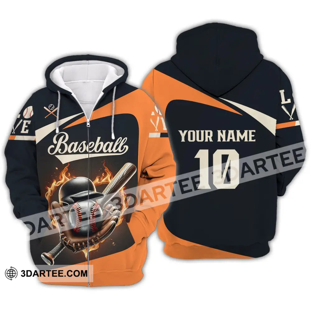 Unisex Shirt - Custom Name Baseball Zipper Hoodie / S T-Shirt