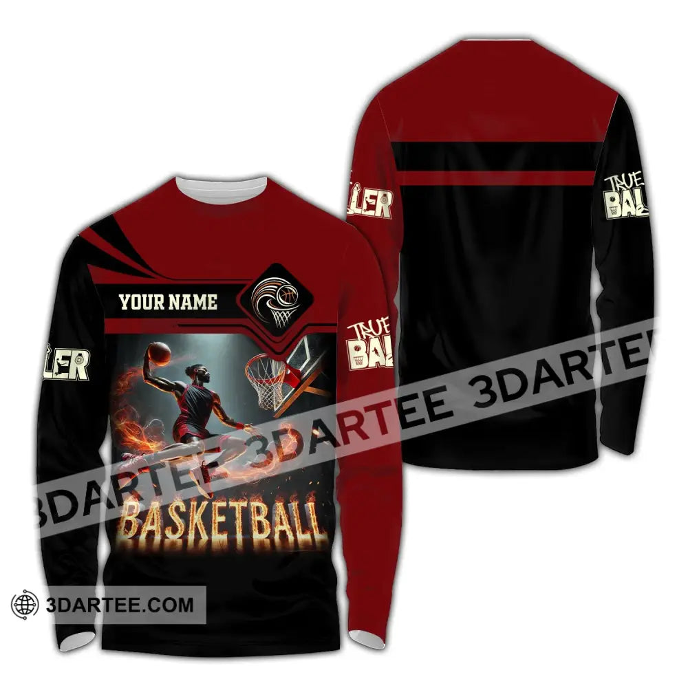 Unisex Shirt Custom Name Basketball Polo Long Sleeve Love T-Shirt / S T-Shirt